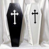 Craftuneed Handmade Miniature Dollhouse Black White Gothic Coffin Storage Box for Doll Halloween