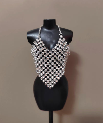 Craftuneed 1:6 Scale Miniature Doll Luxury Rhinestone Vest Top with Magnetic Closure For Fashion Dolls Handmade