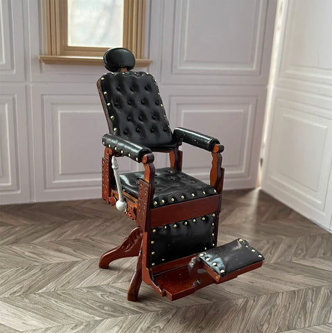 Craftuneed Handcrafted 1:12 scale miniature Retro Barber hair salon chair armchair dollhouse furniture for doll