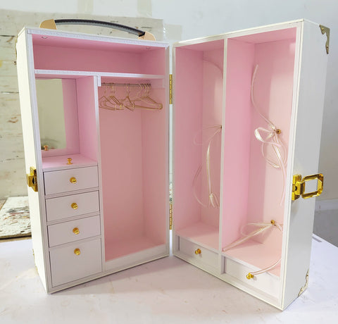 Handmade Dollhouse Portable Doll Closet Miniature Wardrobe Storage Case 1/6 1/12 Scale