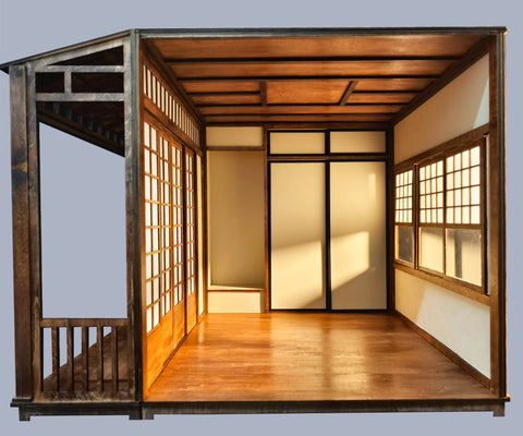 1:6 Scale Japanese Room Miniature Kit - Unpainted Unfurnished Flat Pack Wooden Dollhouse Scene Craft Supply