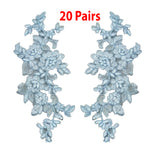 Light Blue Floral Lace Applique: Embroidered Tulle Flower Motif (20 Pairs)