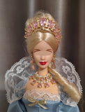 Handmade 1:6 Scale Royal Style Doll Jewelry Set – Miniature Pearl Gemstone Style Crown, Necklace & Earrings