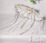 Miniature Japanese Style Oil Paper Parasol with Tassels Doll Umbrella Available for 1/6, 1/4, 1/3 Scale Dollhouse Accessory Handmade