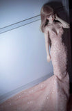 Craftuneed Handmade Blush Pink Doll Mermaid Evening Dress Glamorous Sequins Doll Gown Fit For 1/6 1/4 1/3 Fashion Dolls