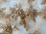 Craftuneed Job lot 10pcs Gold 3D lace applique motif double layer floral lace motif patch