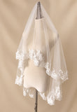 White Floral Lace Drop Veil  Single Tier Mantilla Style Bridal Wedding Veil