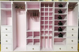 Handmade 1:6 scale Dollhouse White Wardrobe Cabinet Miniature Closet Cabinet with Shelves & Drawers