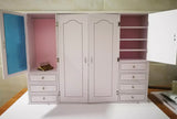 Craftuneed 1:6 scale Miniature White Wardrobe with Doors Mirror Drawers Shelves Dollhouse Closet Cabinet Furniture For Fashion Dolls BJD