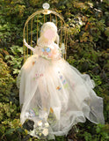 HandHandmade Floral Tulle Doll Dress Miniature Fairy Garden Ball Gown For 1/4 1/3 Scale