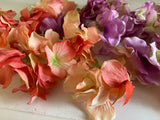 Craftuneed Bundle 21 bunches fabric floral petals sew on glue on hydrangeas flower petals pink red lilac purple