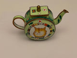 rade Plus Aid Fish and Cat Green Teapot Hand paint Enamel Limited Edition Collectable