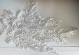 Craftuneed Bundle 2Pcs Luxury Ivory Sequin Lace Applique Beaded Floral Embroidered Patch for Dressmaking, Bridal, Dancewear