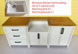 1:6 Scale Dollhouse Miniature Wooden Kitchen Sink Cabinet Bar Table Chairs Furniture