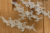 5pcs Floral Embroidered Lace Applique Bundle Ivory White Lace Motif Patches