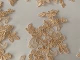 Craftuneed Job lot 6pcs champagne sew on lace applique floral tulle lace motif patch