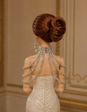 1:6 Scale Doll Shoulder Chain Necklace and Earrings Set Miniature Rhinestone Jewellery