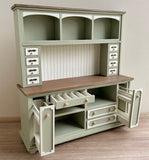 Handmade Dollhouse Kitchen Hutch Cabinet 1:6 Scale Miniature Wood Furniture
