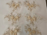 Craftuneed Job lot 6pcs lighter champagne 3D lace applique sew on double layer floral lace motif patch