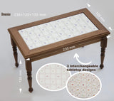 1:6 Scale Miniature Wooden Vintage Style Tile Table Chair Handmade Dollhouse Furniture with 3 Interchangeable Tabletop Designs
