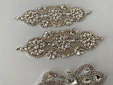 Craftuneed Bundle 4pcs Iron on Silver Rhinestones embellishment motif crystal beads applique patch