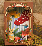 Craftuneed 1:6 Scale Hand-Painted Fairy Tale Dustproof Doll Display Box Case Miniature Vintage Woodland Style Scene Showcase Box for Dolls