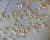Champagne Cream Ivory lace applique Bundle 7pcs sew on embroidered floral motif patch