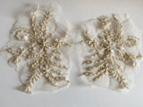 Craftuneed Bundle 7pcs luxury embroidered beaded lace applique dark ivory floral sequins tulle lace motif patch