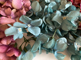 Craftuneed Bundle 34 bunches fabric floral petals sew on glue on hydrangeas flower petals green blue purple wine