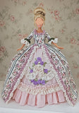 1:6 Scale Victorian Doll Dress Handmade Floral Historical Gown Lace Rococo Style Outfit