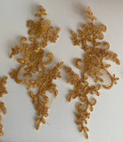 Craftuneed Bundle 7pcs Champagne Gold Lilac Purple Floral lace applique Sew on Embroidered tulle lace motif patch