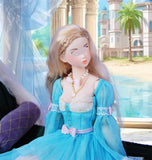 Handmade 1:6 Scale Fairytale Romantic Doll Dress with Necklace Miniature Victorian Style Gown