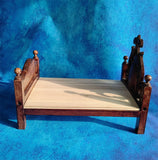 Miniature Doll Bed 1:6 Scale Vintage Style Wooden Dollhouse Bed Frame Unassembled