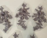 Craftuneed Job lot 6pcs grey 3D lace applique sew on double layer floral lace motif patch