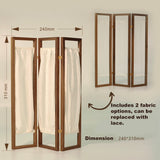 1:6 Scale Miniature French Vintage Folding Screen Dollhouse Room Divider with Lace & Fabric Panels Handmade Doll Furniture