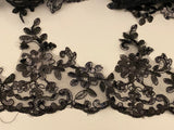 Craftuneed Bundle 8.6Meter or 3.7Meters or 1.2Meter black sequins lace trim embroidered dress lace trimming