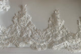 Craftuneed Bundle 9.2Meters Ivory Embroidered Bridal Lace Trim Sew On Floral Tulle Lace Trimming For Dress Making
