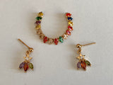 Craftuneed Luxury 1:6 miniature colourful faux diamonds doll necklace and earrings Handmade dollhouse jewellery set