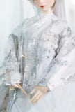 Handmade Doll Silver Floral Kimono Miniature Japanese Style Wedding Outfit 1/4 1/3 Scale