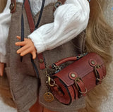 Craftuneed 1:6 Scale Handmade Leather Satchel Doll Bag Mini Crossbody Shoulder Bag for BJD Dolls