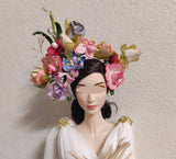Handmade 1:6 Scale Floral Crown & Flower Hair Clip for Fashion Dolls Miniature Doll Headpiece