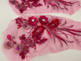 Craftuneed 2pcs Rose pink beads floral lace applique Dance Costume sequins lace motif patch