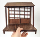 1:12 Scale Japanese Dollhouse Front Handmade Miniature Wooden Facade Shoji Screen Diorama
