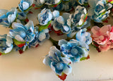 Bundle 16pcs Artificial Mini Fabric Flower with Wire Stems for DIY Craft, Wedding, Dollhouse, and Floral Decoration