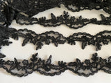 Craftuneed Bundle 13.3 Meters black floral lace trim sew on embroidered tulle dress lace trimming for Sewing