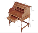 Craftuneed 1:6 Scale Dollhouse Roll Top Writing Desk Miniature Vintage Wooden Study Side Table with Drawers Furniture For Dolls