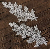 5 Pairs Bridal Lace Applique Ivory or White Floral Embroidery Motif Patch For DIY