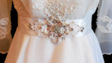 Craftuneed Elegant Ivory Rhinestones Beaded Bridal Sash Belt Faux Crystal Pearl Satin Ribbon Belt Waistband for Wedding Dress