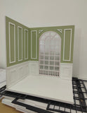 Handmade 1:6 Scale Miniature Dollhouse Room Three-Sided Wall Scene Victorian Style Diorama