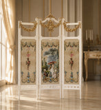 1:6 Scale Dollhouse Folding Screen Handmade Miniature Rococo Room Divider Display